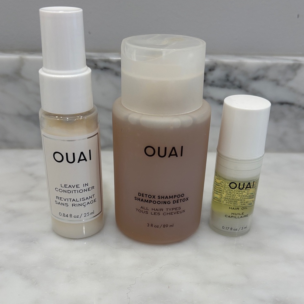 OUAI Hair Care Trio-detox shampoo, leave in conditioner and hair oil